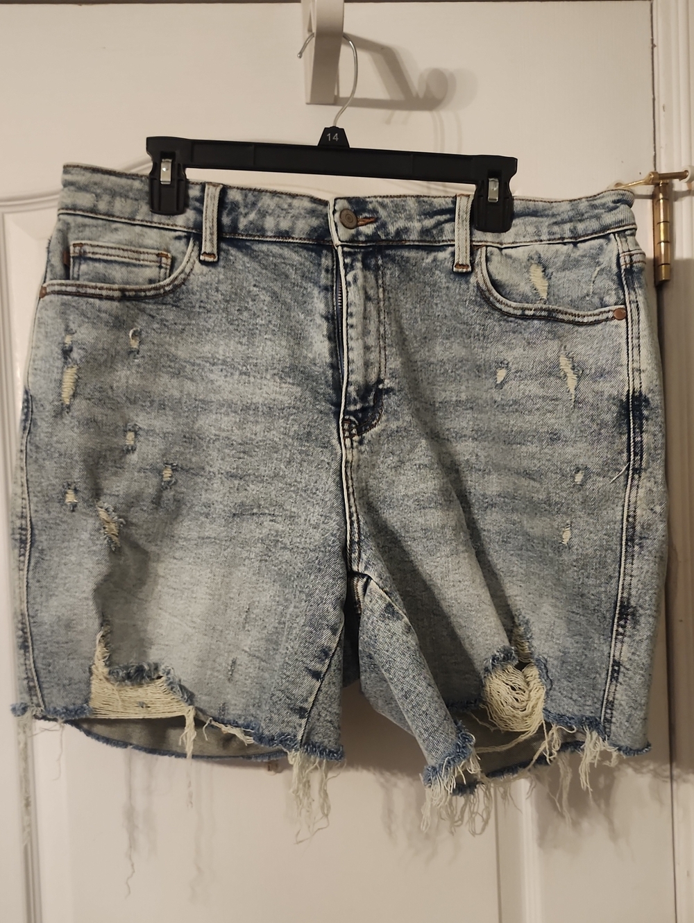 Judy Blue Light Wash Denim Shorts with Leather Logo Patch
